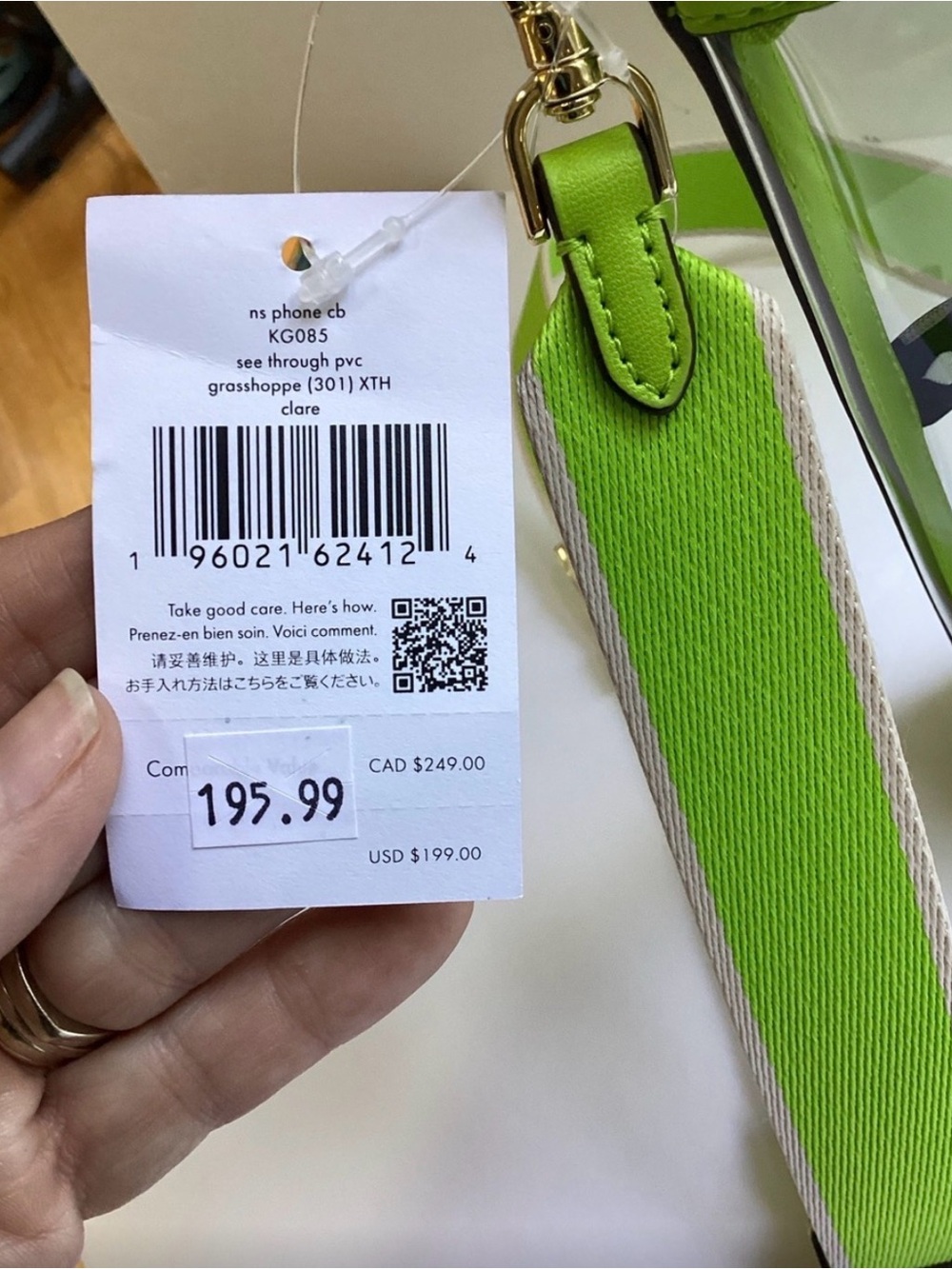 kate spade Clear Crossbody Bag with Lime Green Trim - Picture 2 of 5
